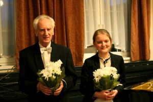 1155th Liszt Evening, Oborniki Slaskie, Parlour of Four Muses, 17th April 2015. <br> Juliusz Adamowski and Rozalia Kierc. Photo by Jolanta Nitka.